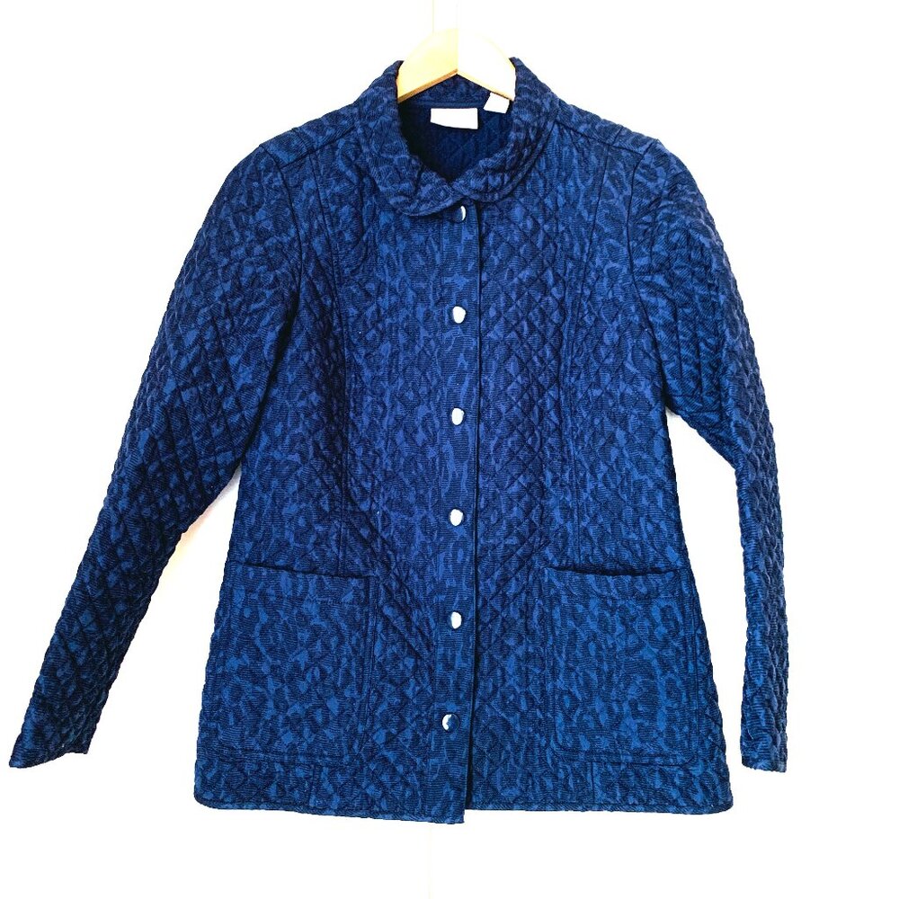 CHICO’S QUILTED 2 Hues of  Blue Jacket Lightweight